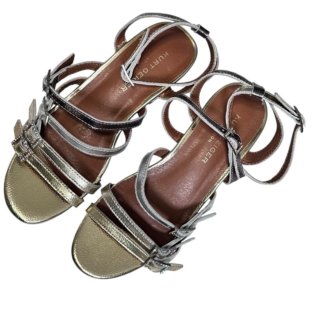 Kurt Geiger Metallic Gold Bling Block Heel Sandals Party Pagent kids girls 2/33
